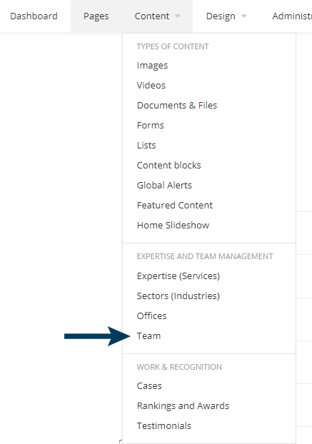 content menu team