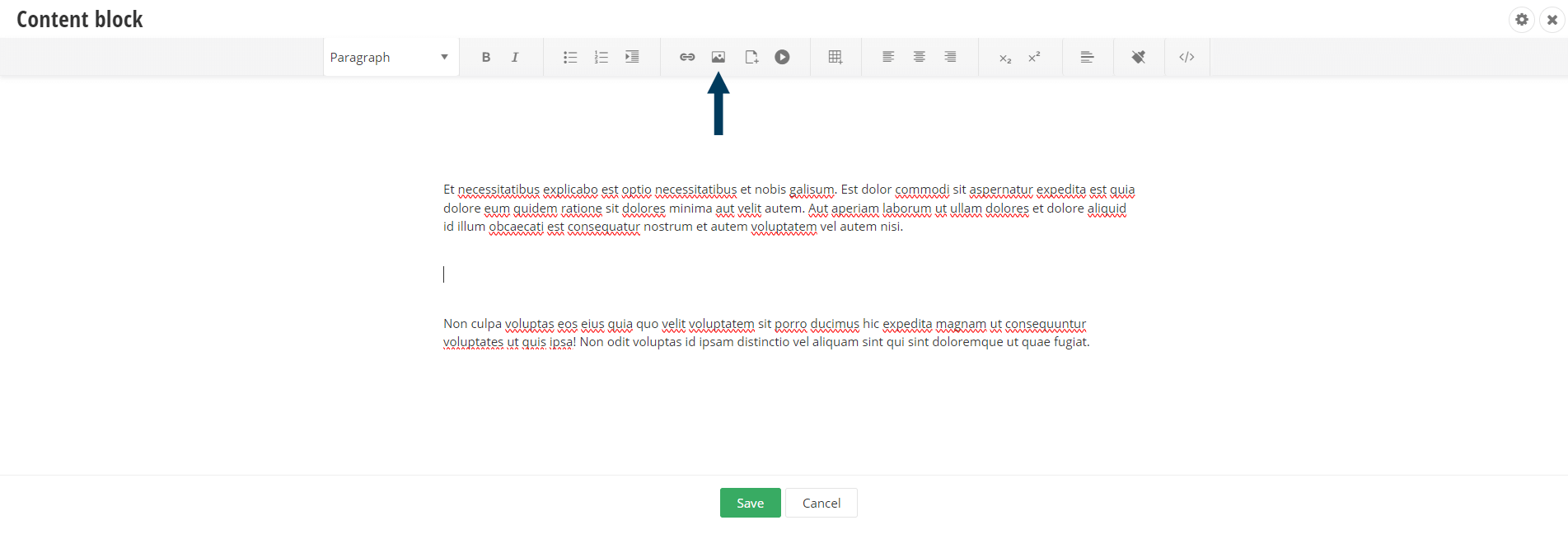 Content Block - Insert Image button