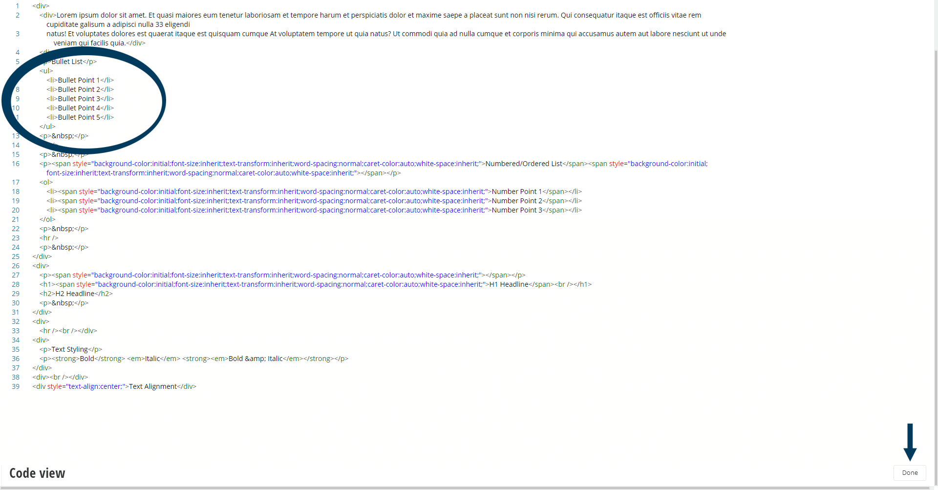 Content Block - HTML Mode - Save or Done