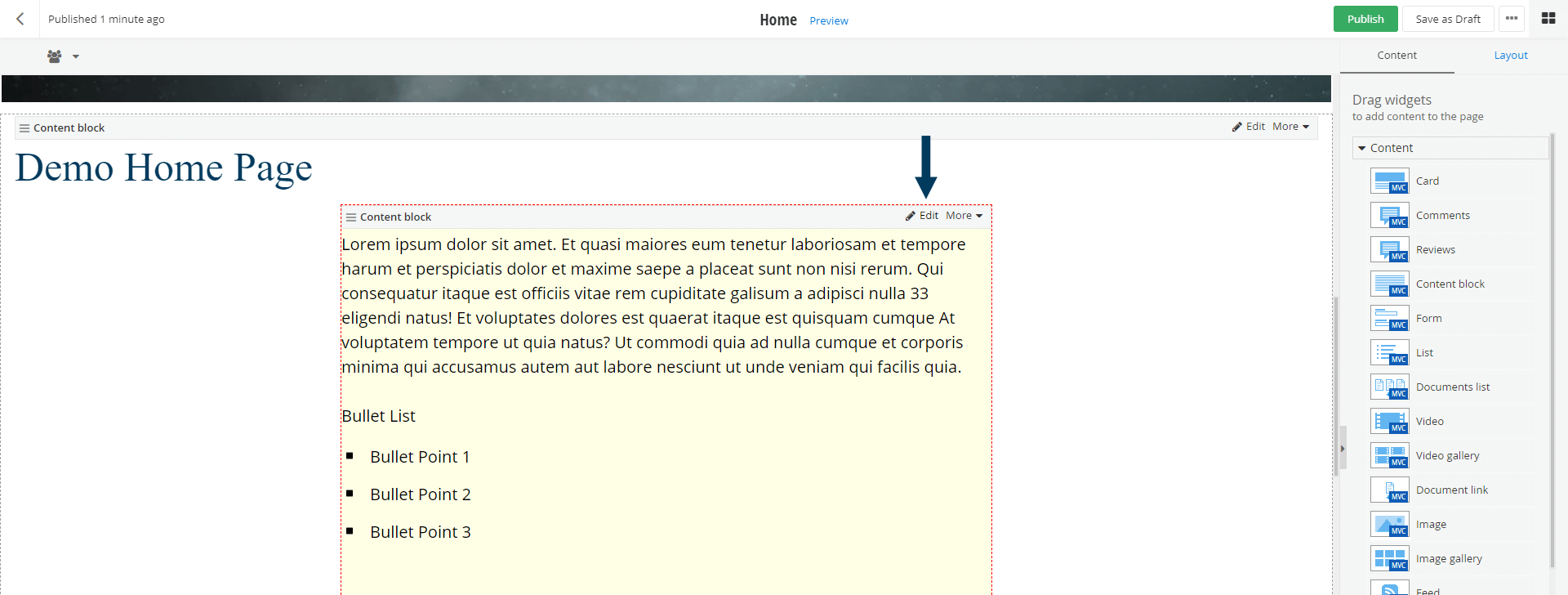 Content Block - Edit button