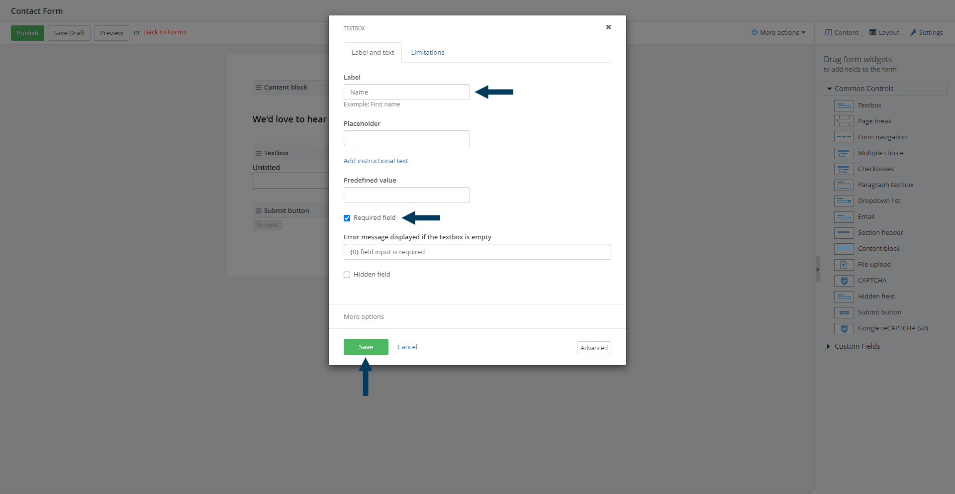 Edit a Form Field details