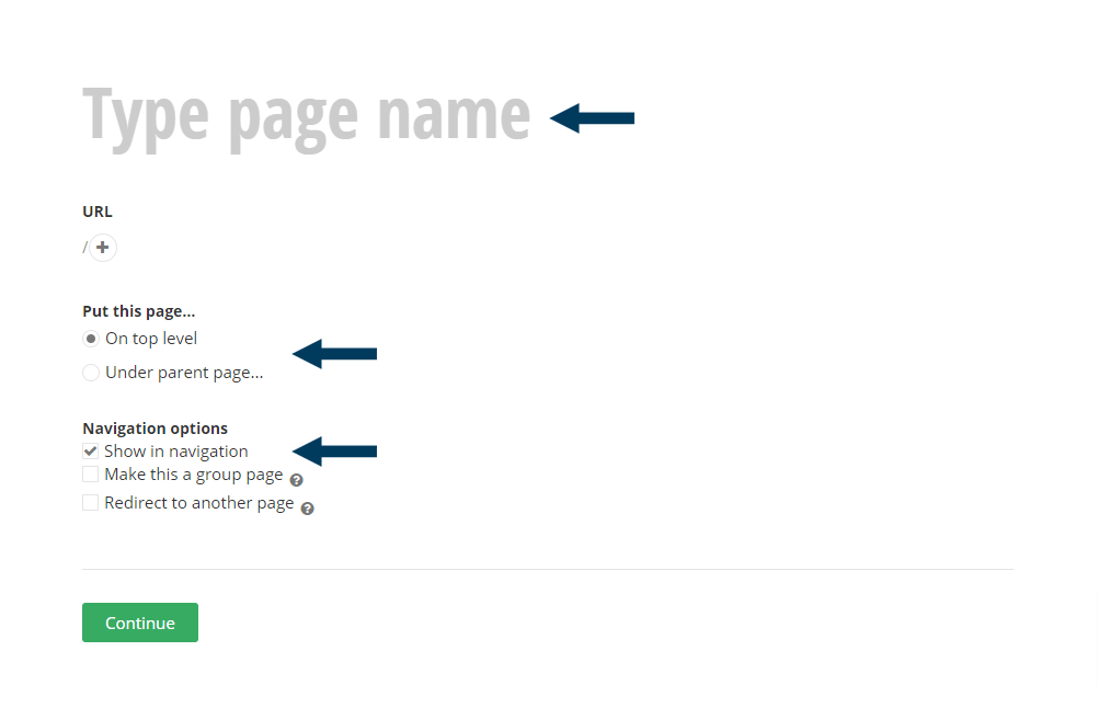Create Page Dialog