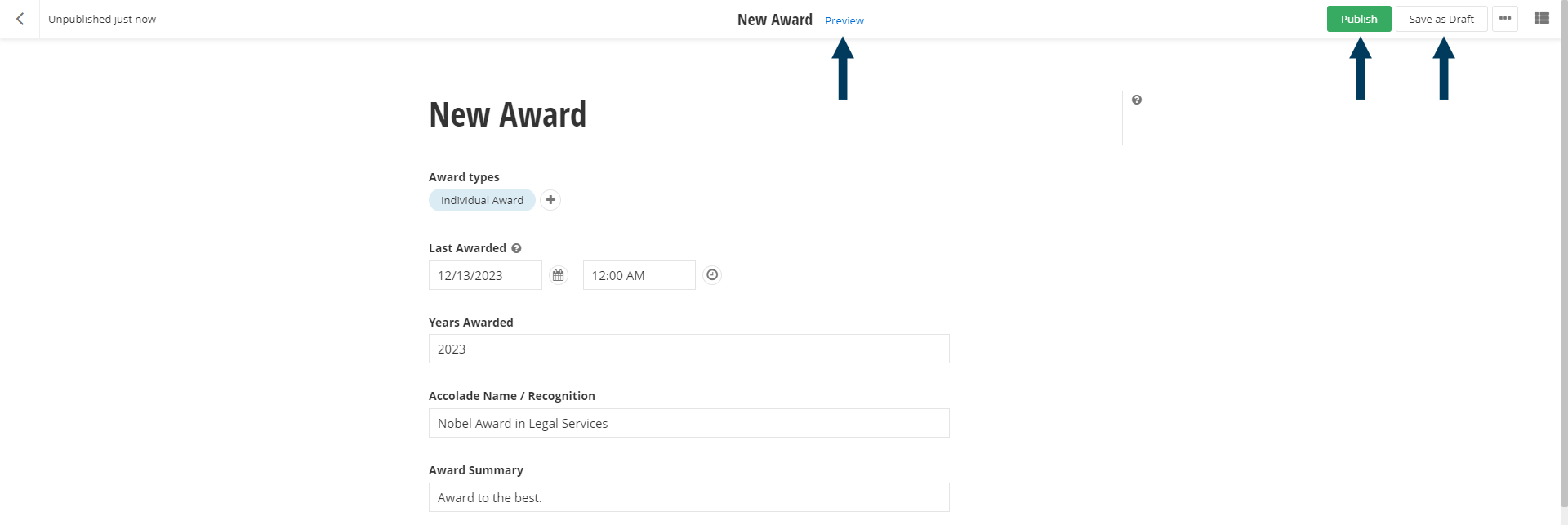 Save or Publish Award