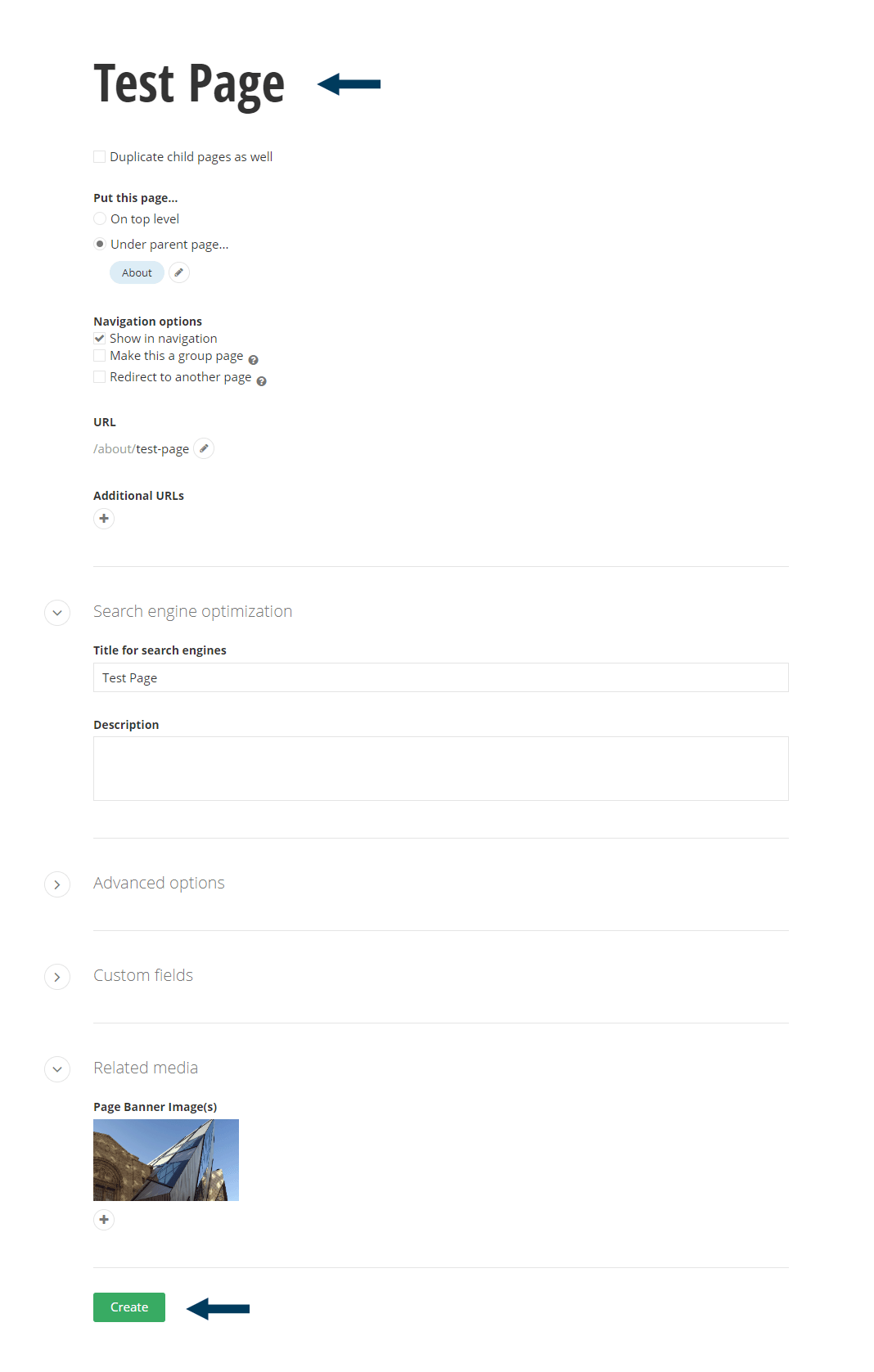 Edit Page Properties