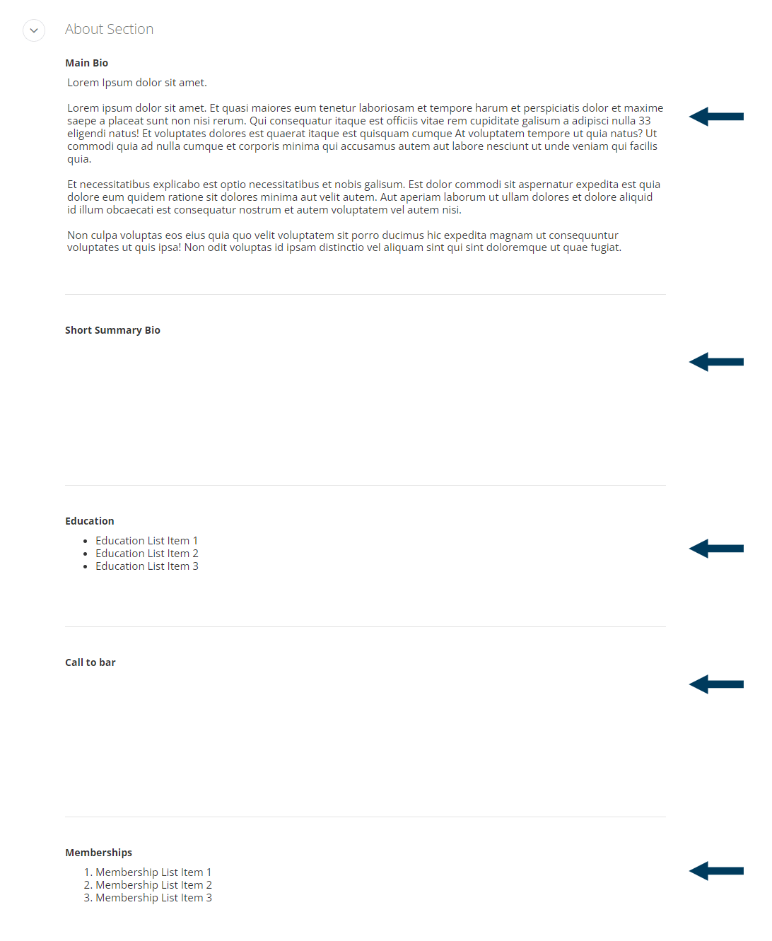 Edit Team Member About Details