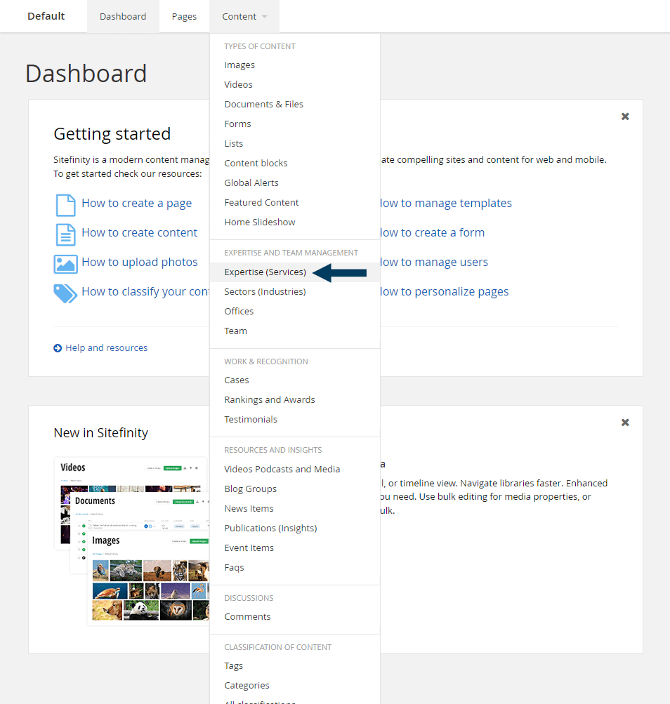 Dashboard - Content - Expertise