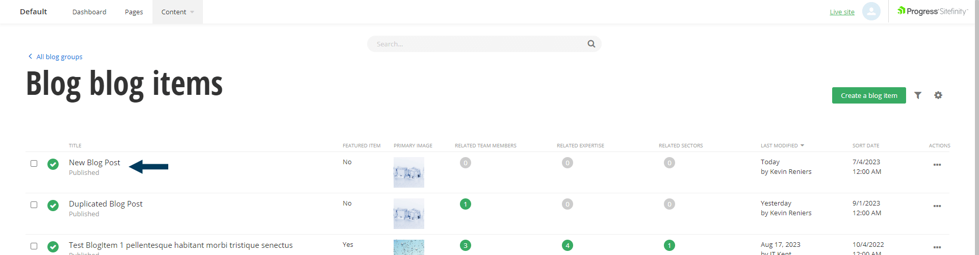 Select Item to Edit