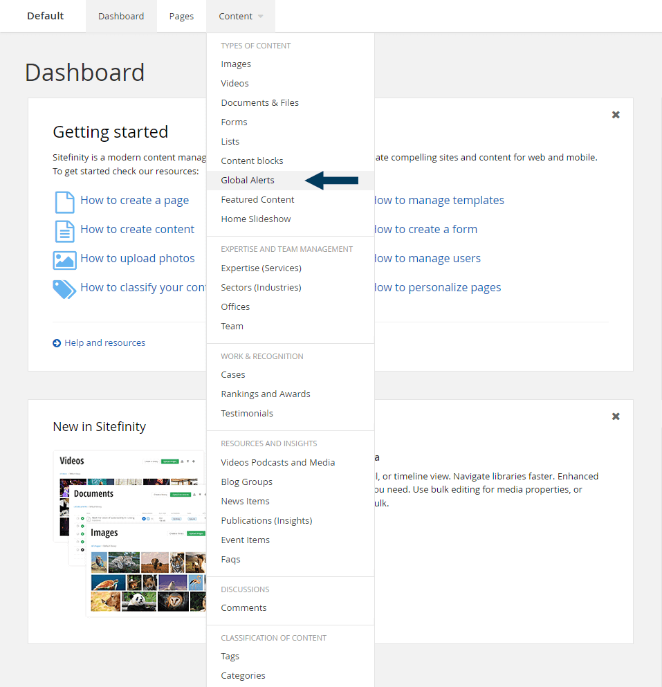 Dashboard - Content - Global Alerts