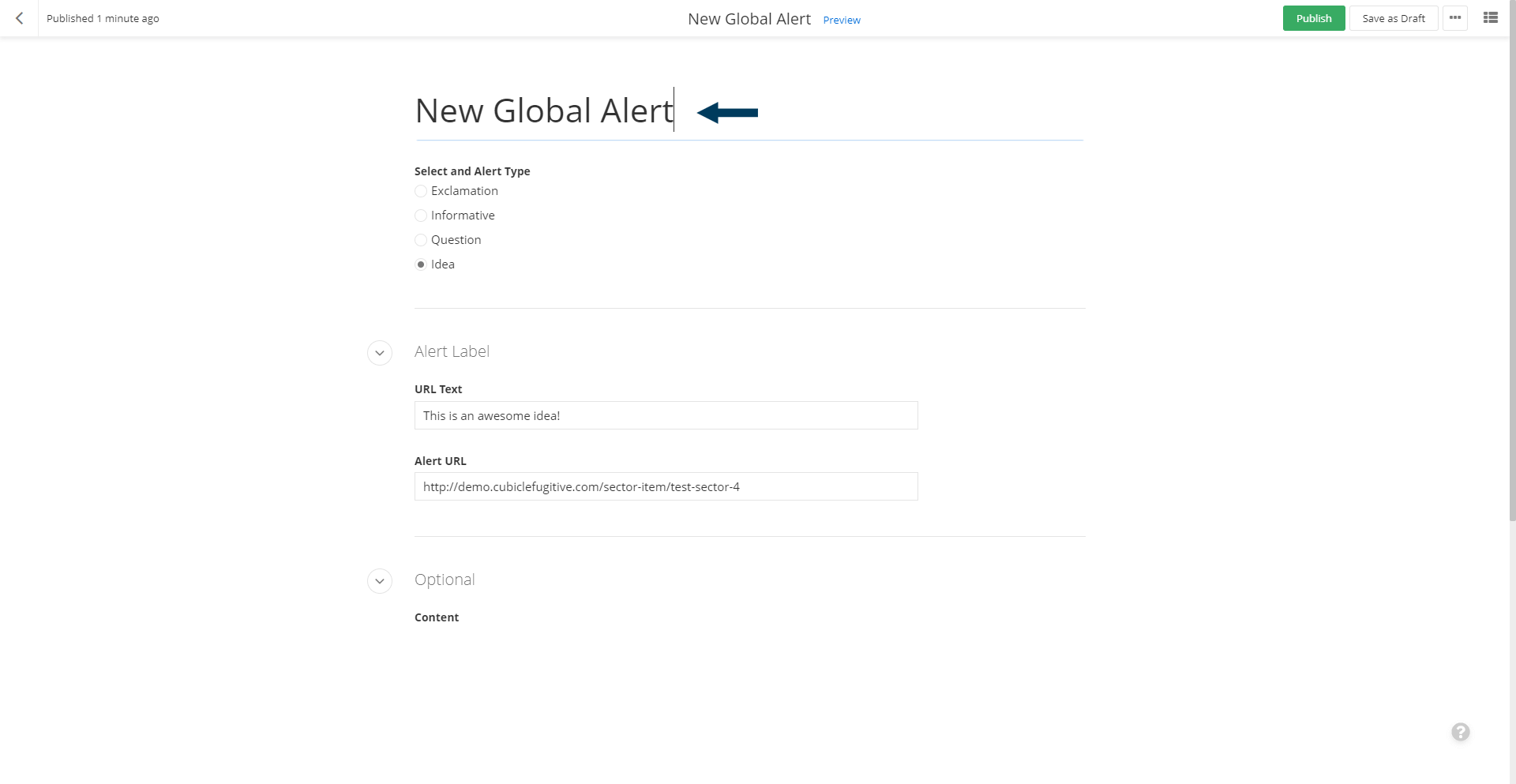 Edit Global Alert
