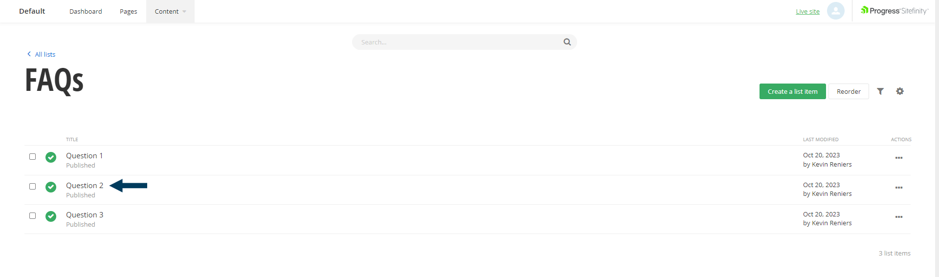 Select Item to OPen and Edit