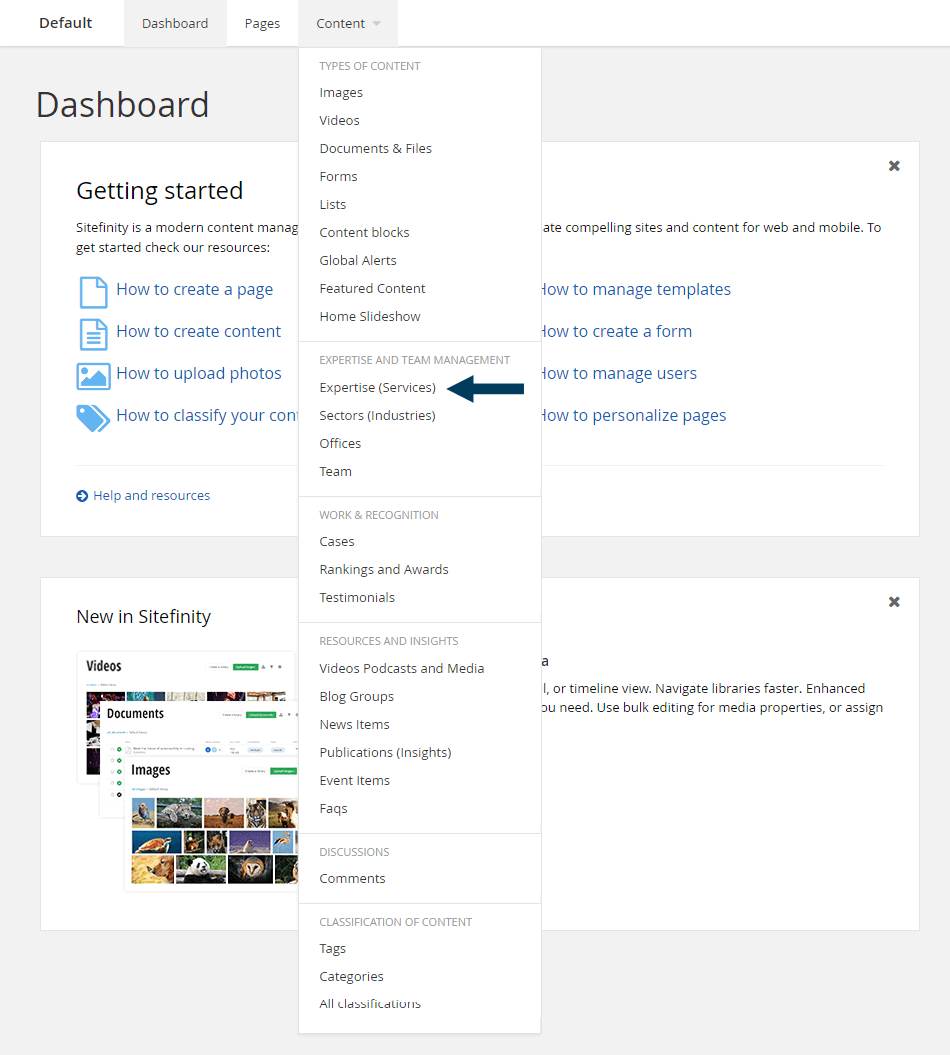 Dashboard - Content - Expertise