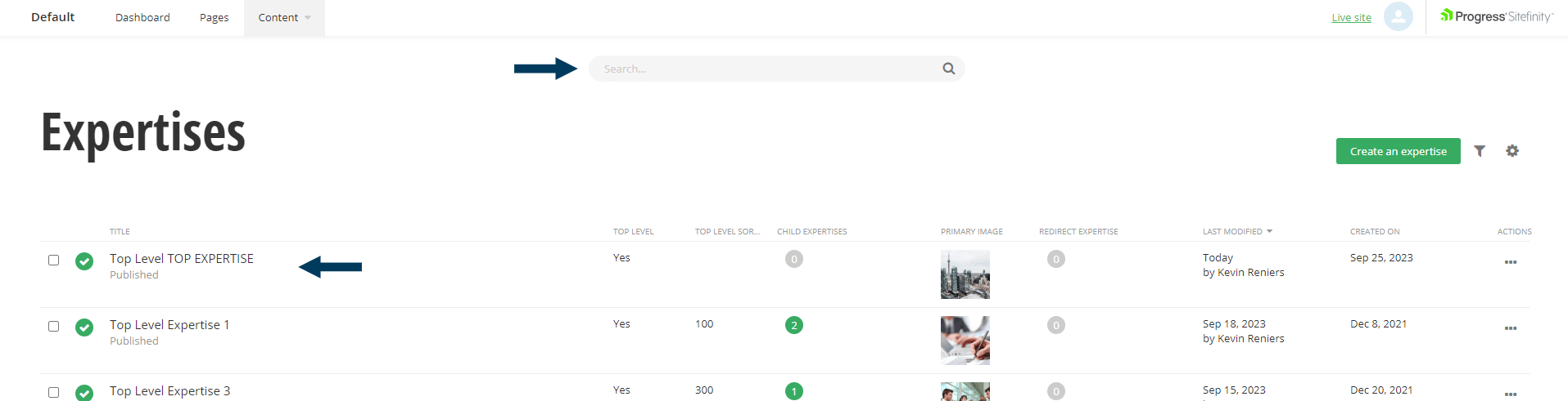 Select Expertise to Edit