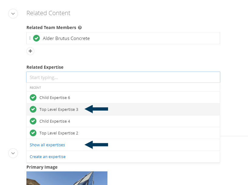 Select Expertise or Show All