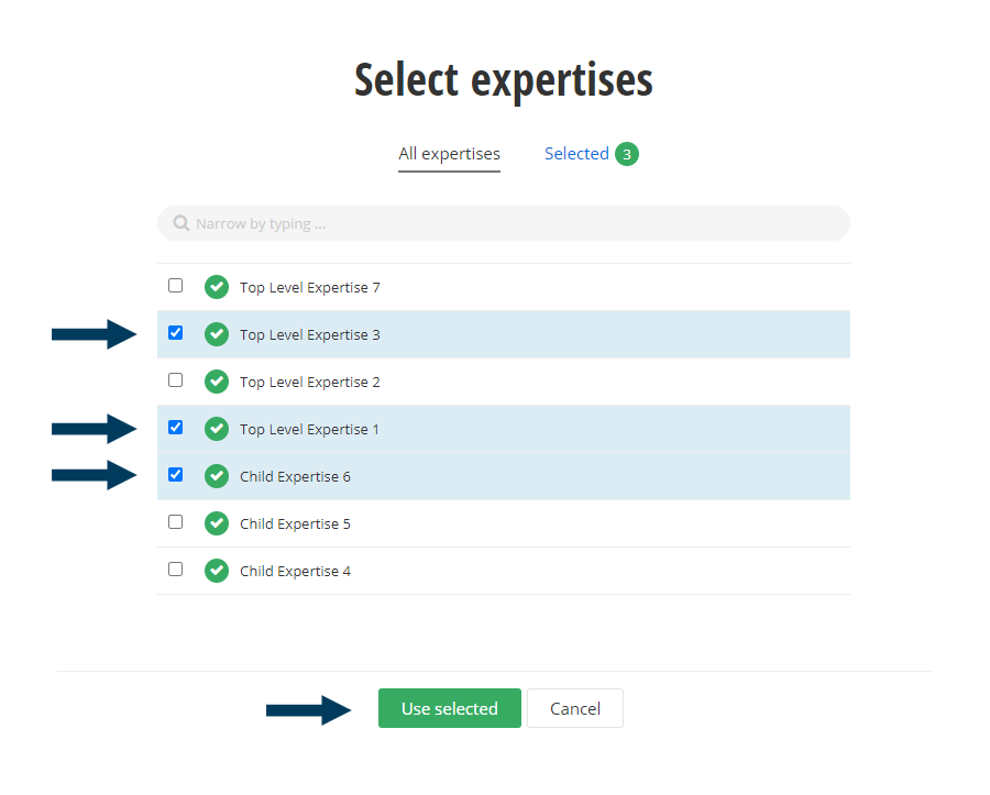 Select Expertise to Add Expanded