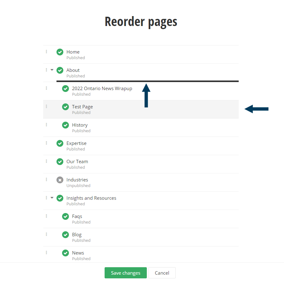 Re-Order Pages