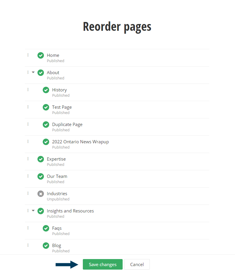 Save Ordered Pages