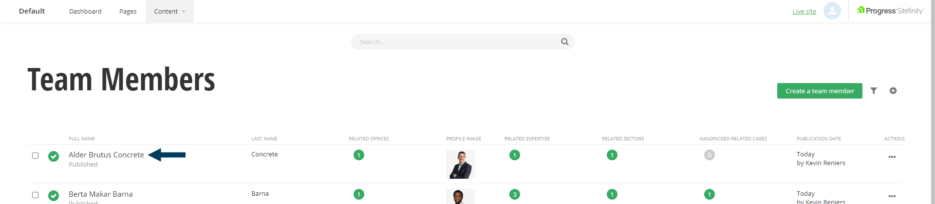Select and Open Team Member to Edit