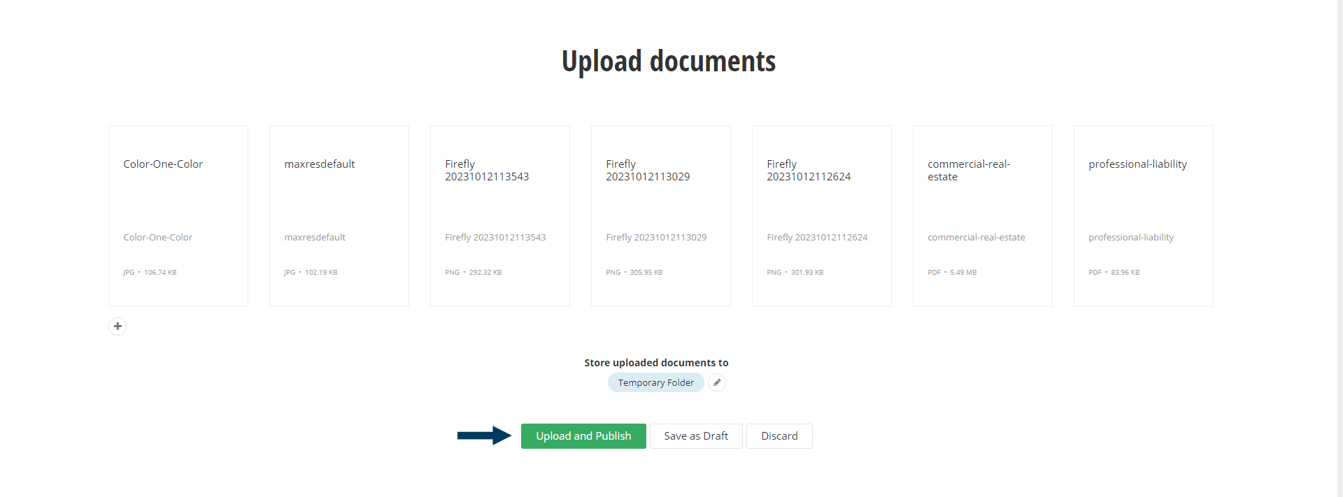 Confirm Documents and Library for Storage