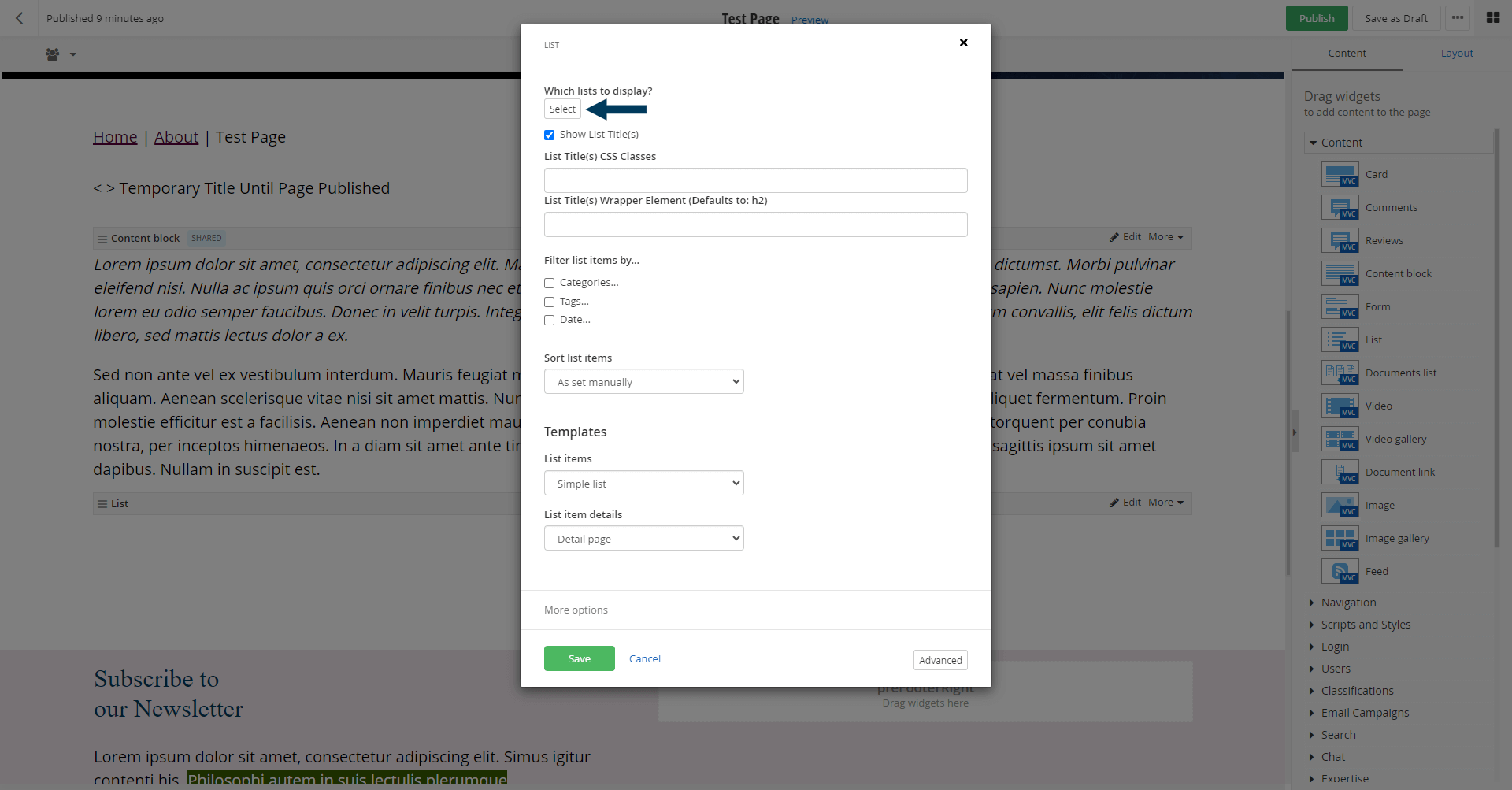 Edit List Settings