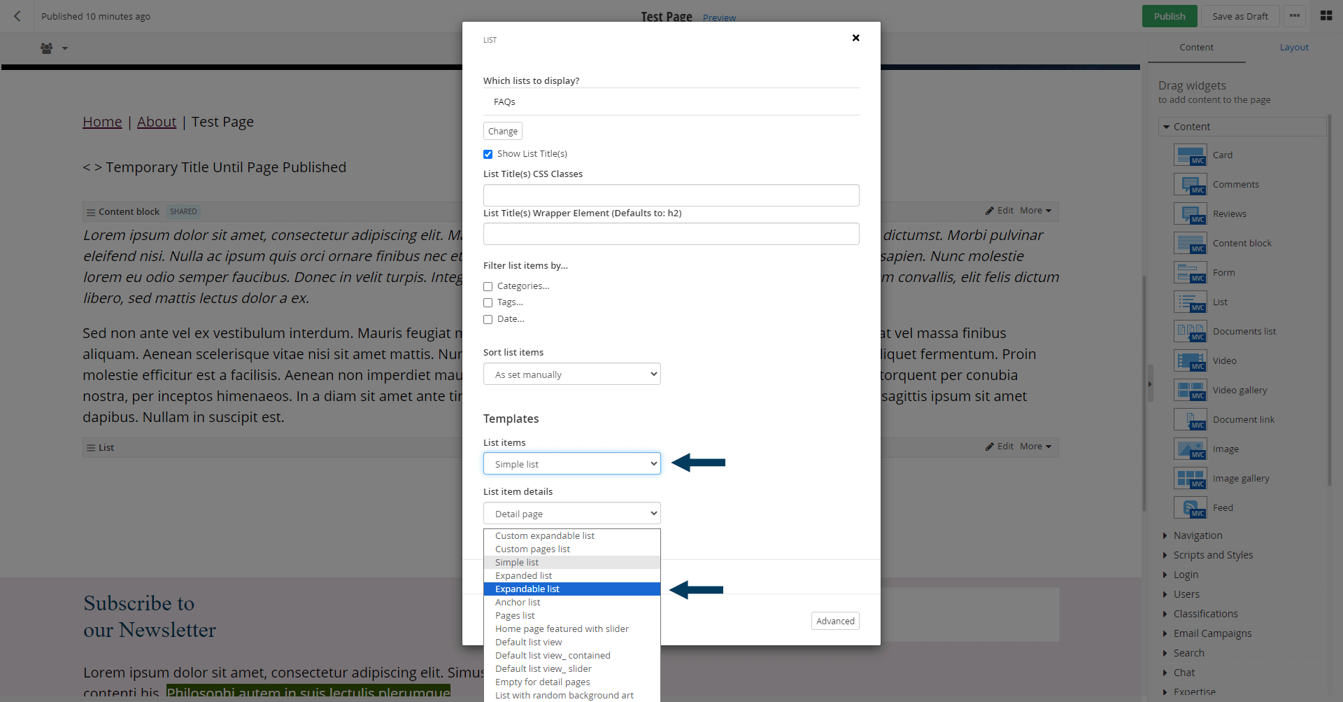 Edit List Settings - Display Format