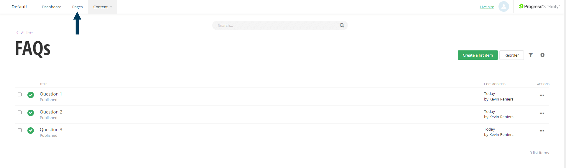 Exit List and Find Page to Place