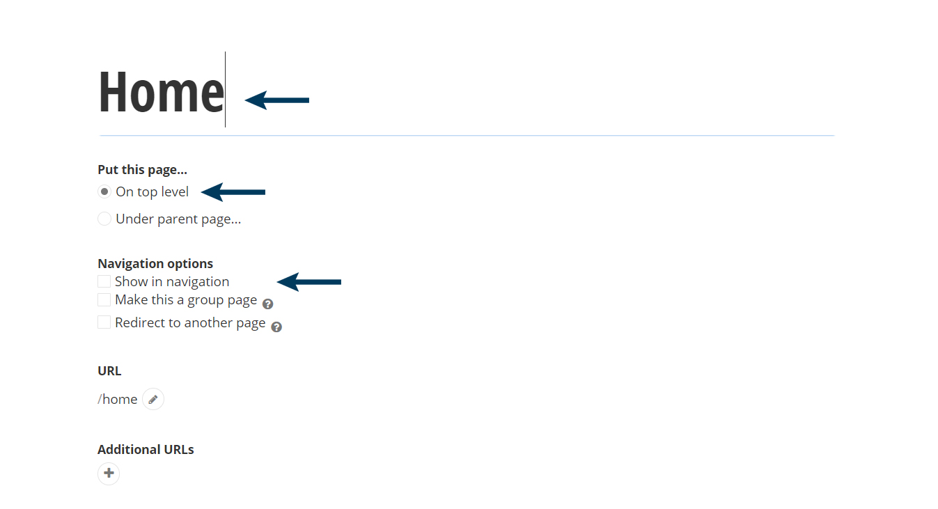 create a page essential page properties