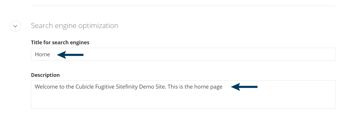 create a page seo properties