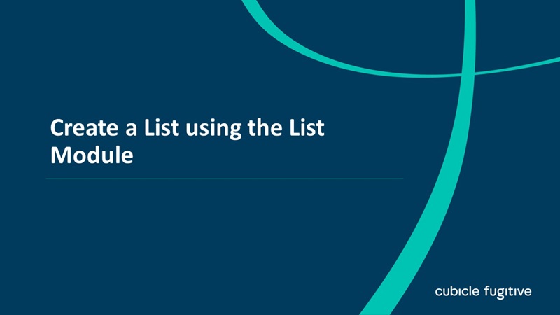Create a List using the List Module
